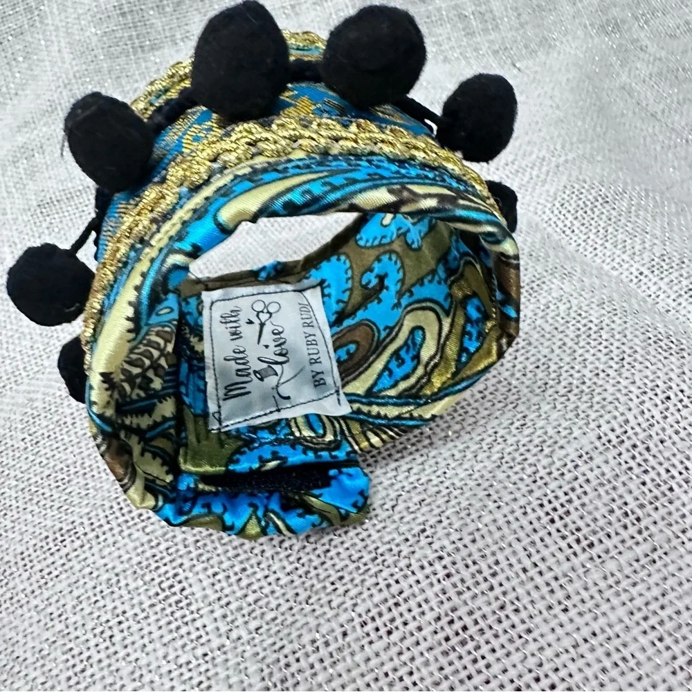 RUBYRUDI Cuff Bracelet Handcrafted OOAK Fabric Embellished Artisan Wearable Art